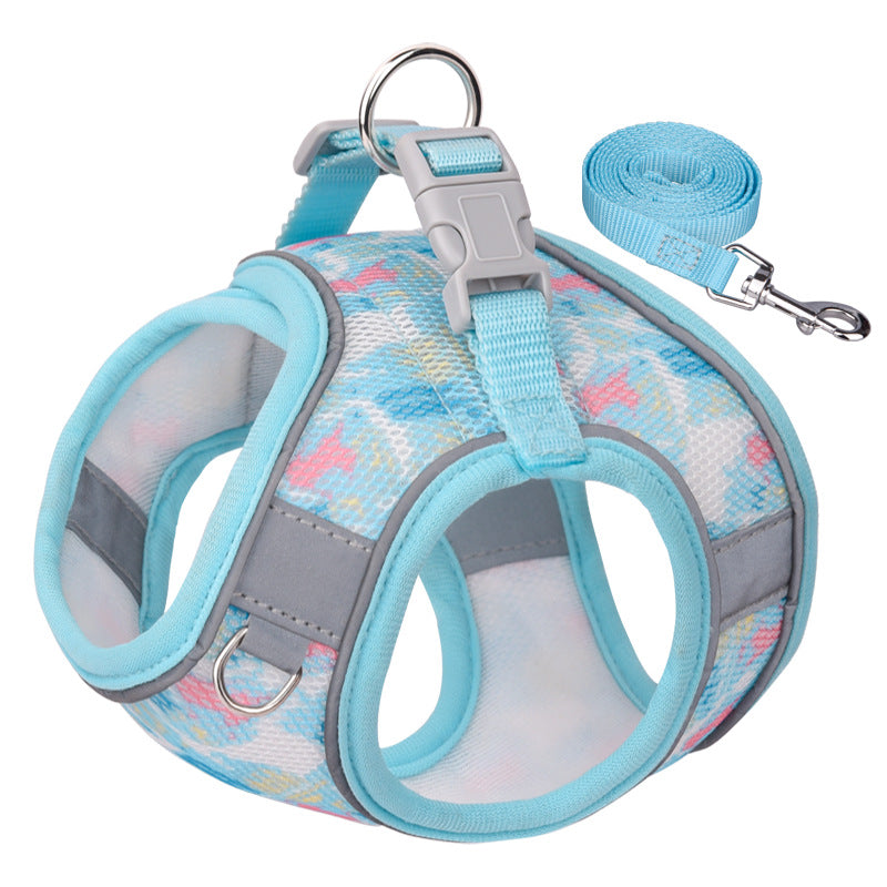 Breathable Floral Pet Harness Set: Bloom Stroll Series