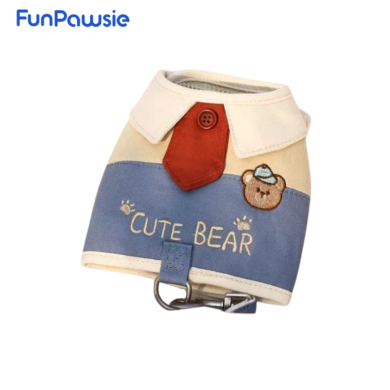Cute Bear Pet Harness: Playful Gentleman Series