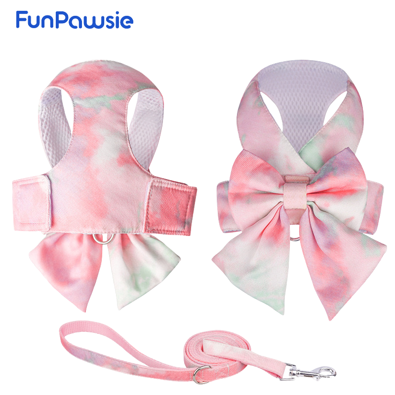 Gradient Bowknot Pet Harness & Leash Set: Dreamy Bride Series