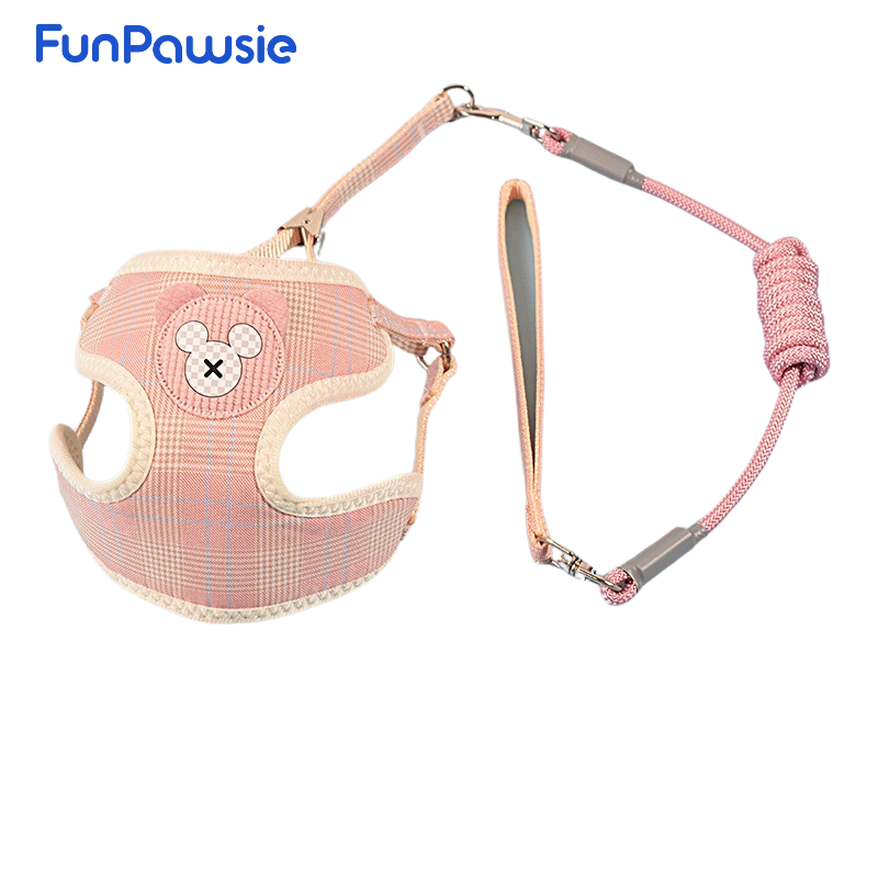 Plaid Bear Pet Harness & Leash Set: Sweet & Playful Series