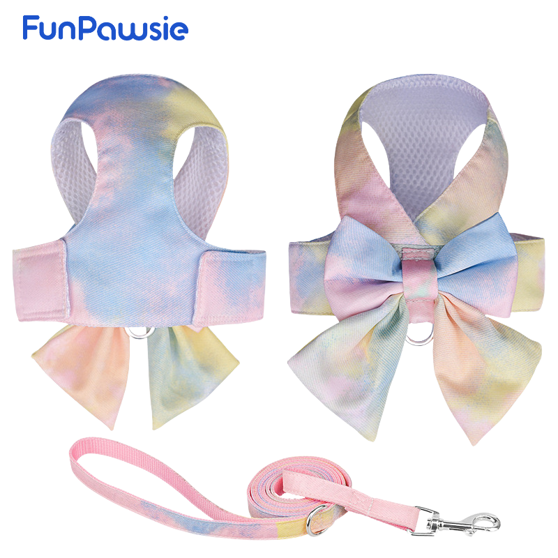 Gradient Bowknot Pet Harness & Leash Set: Dreamy Bride Series