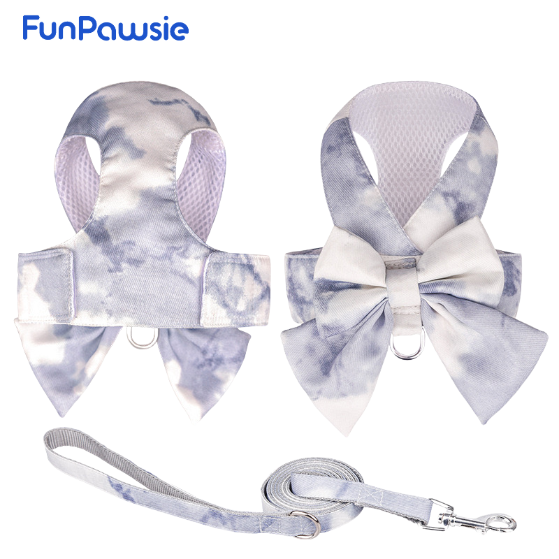 Gradient Bowknot Pet Harness & Leash Set: Dreamy Bride Series