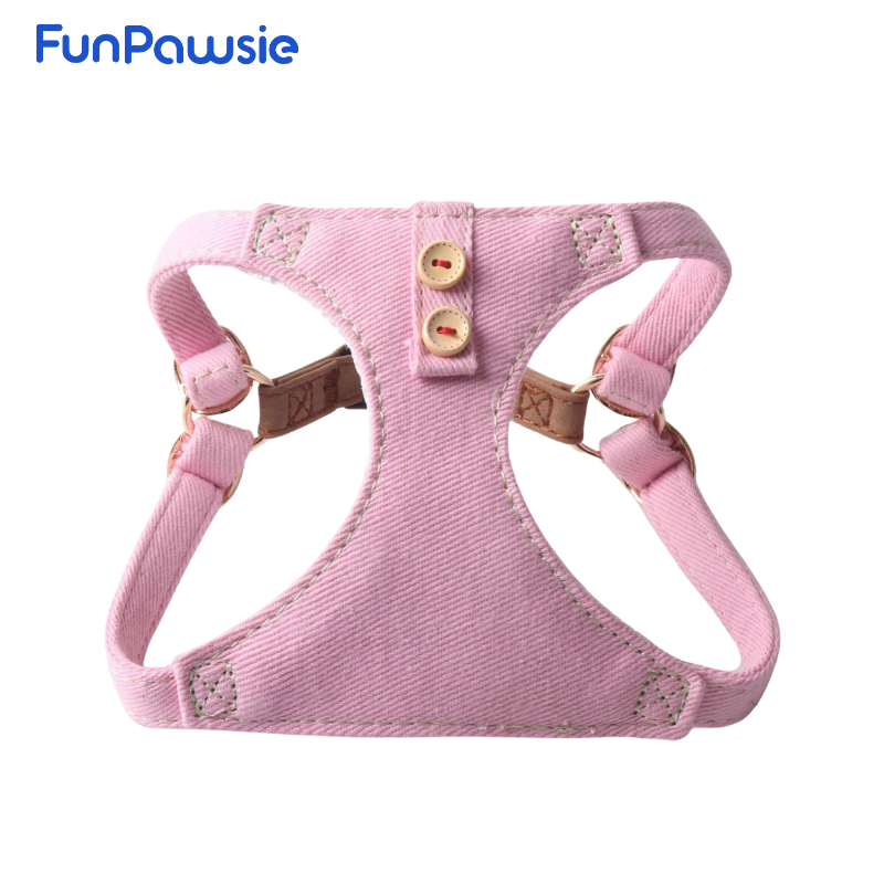 Denim Button Pet Harness: Minimal Utility Series