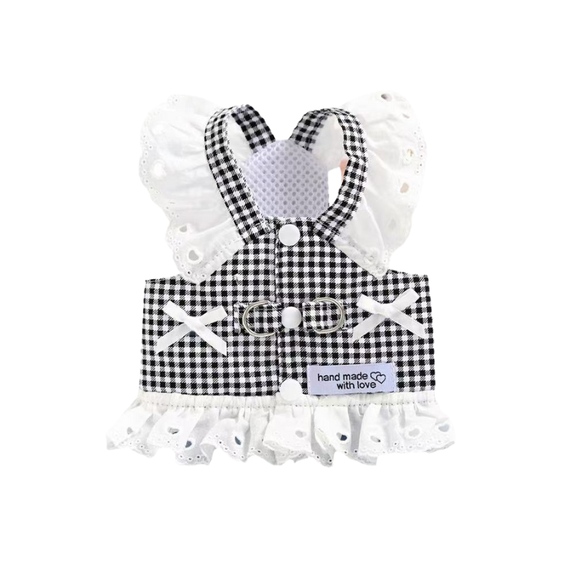 Plaid Lace Pet Harness: Handmade Sweetheart Series