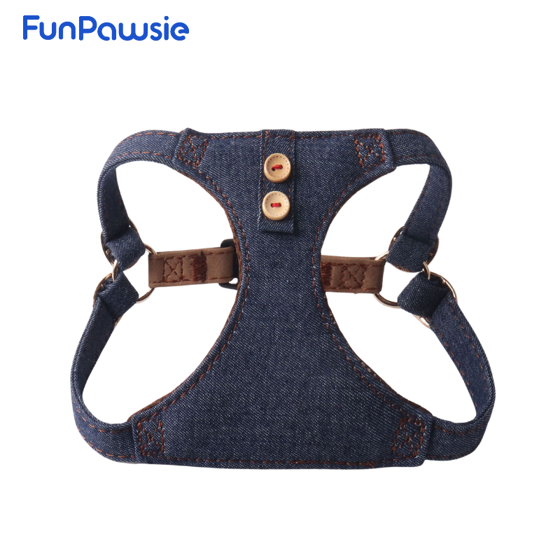 Denim Button Pet Harness: Minimal Utility Series