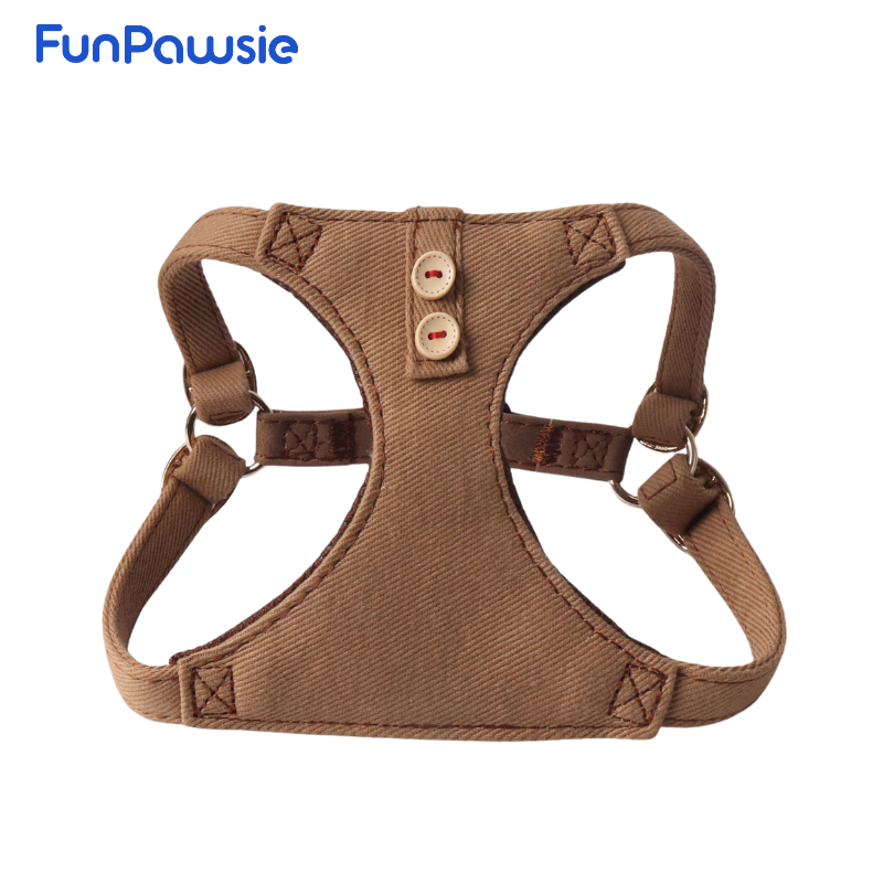 Denim Button Pet Harness: Minimal Utility Series