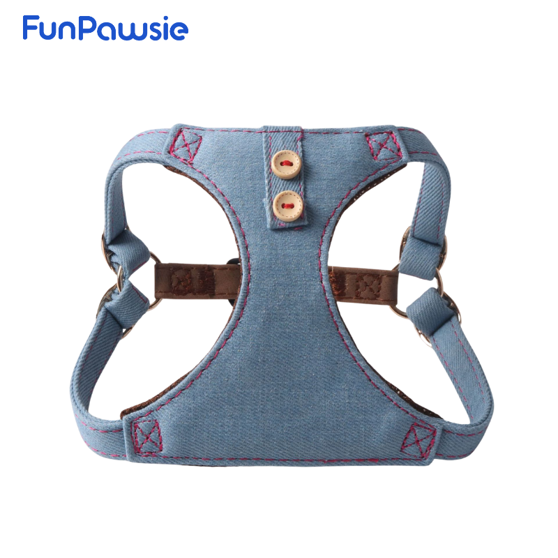 Denim Button Pet Harness: Minimal Utility Series