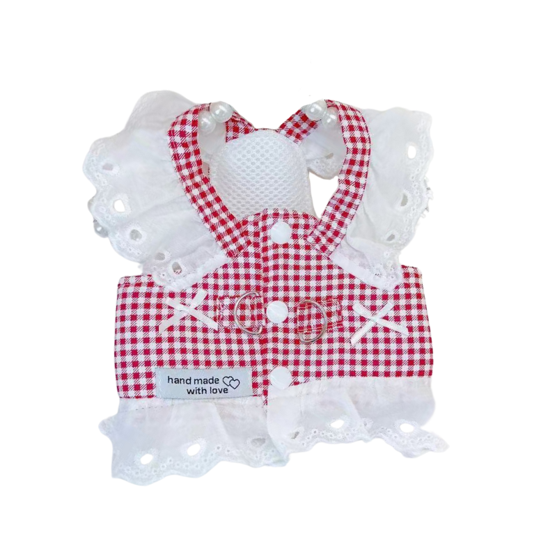 Plaid Lace Pet Harness: Handmade Sweetheart Series