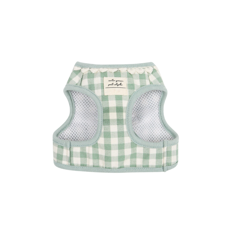 Pet Harness and Leash Set: Country Chic Pink Gingham Breathable Mesh