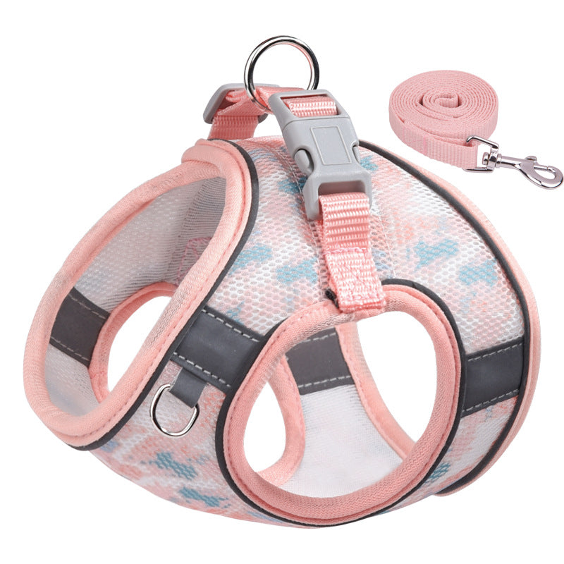Breathable Floral Pet Harness Set: Bloom Stroll Series