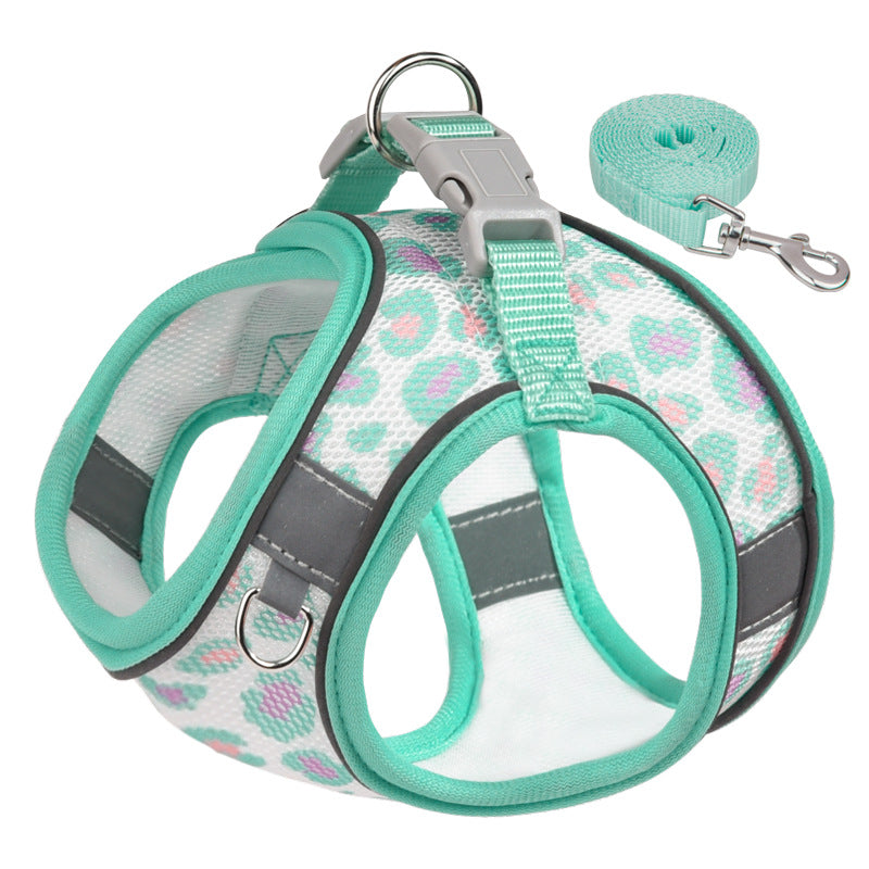 Breathable Floral Pet Harness Set: Bloom Stroll Series