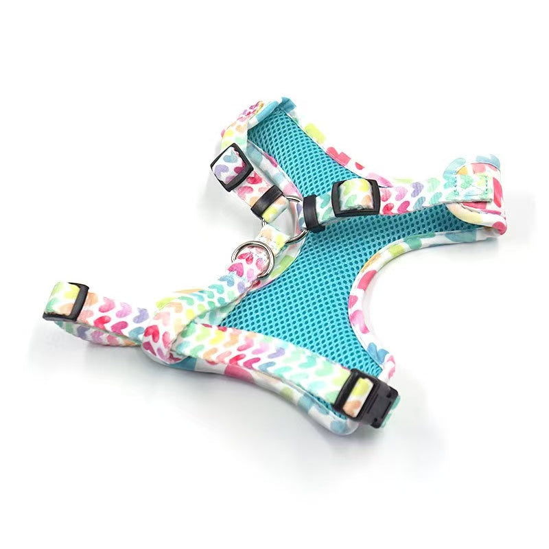 Rainbow Heart Pet Harness: Colorful Joy Series