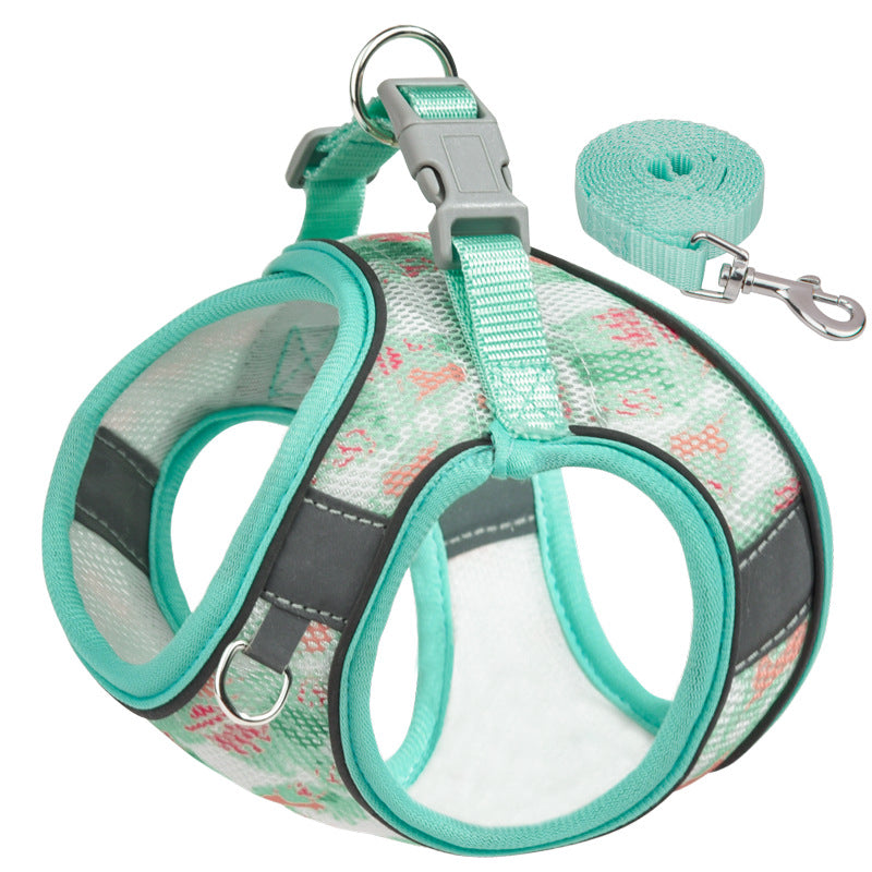 Breathable Floral Pet Harness Set: Bloom Stroll Series