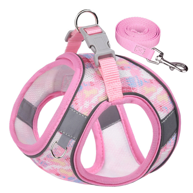 Breathable Floral Pet Harness Set: Bloom Stroll Series