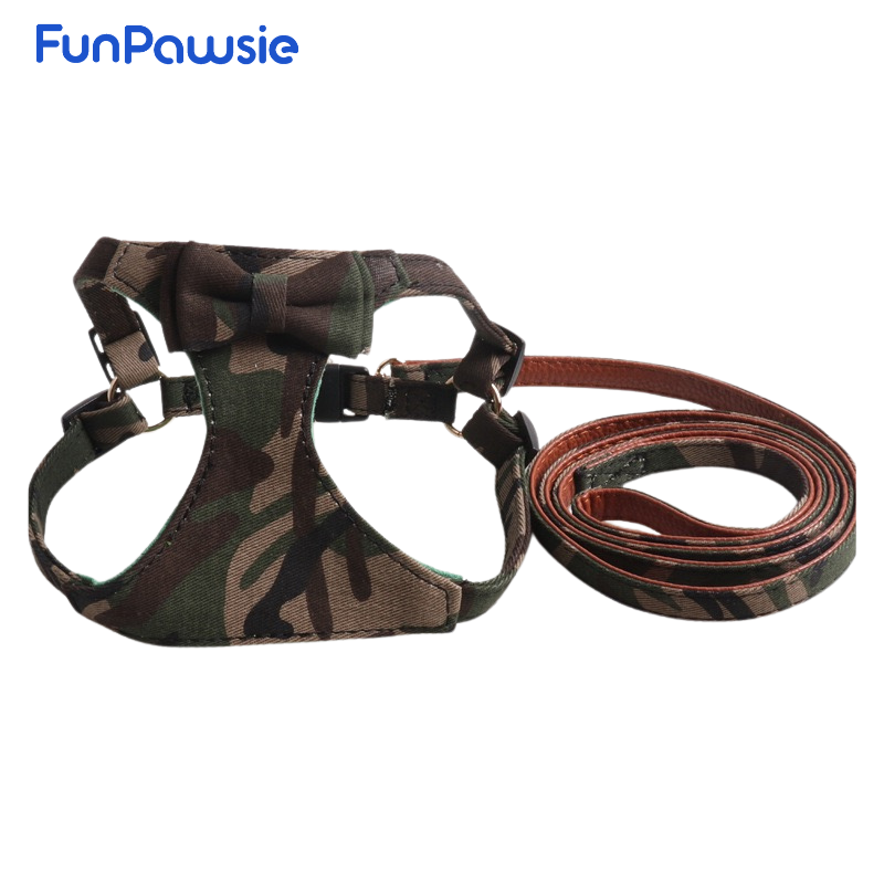 Camouflage Bowknot Pet Harness Set: Urban Soldier Series