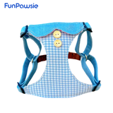 Denim Checkered Pet Harness: Elegant British Series