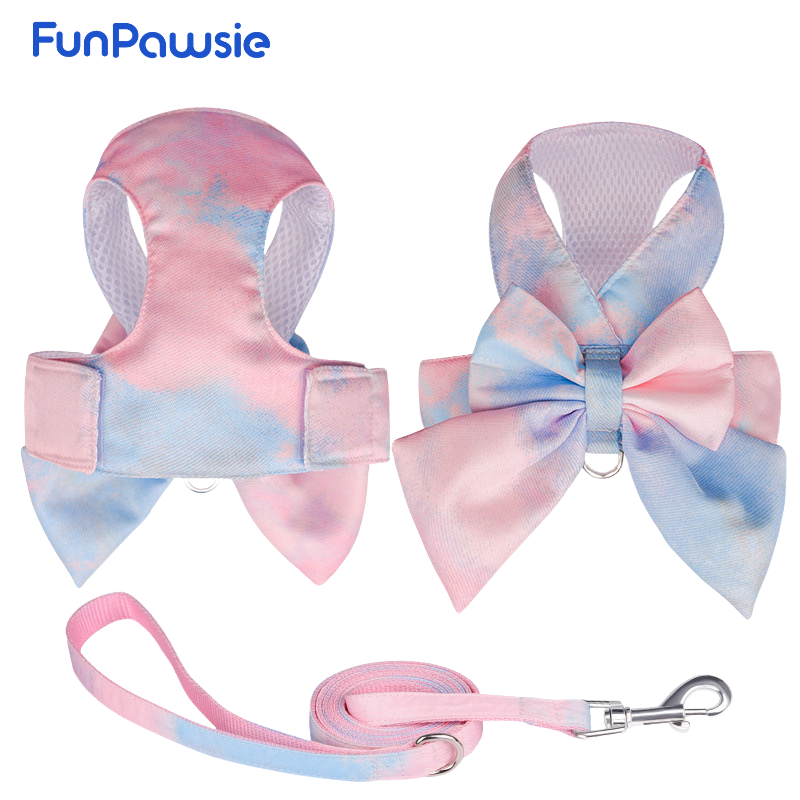 Gradient Bowknot Pet Harness & Leash Set: Dreamy Bride Series