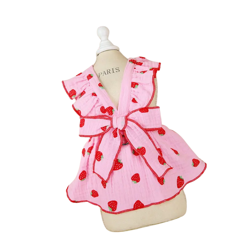 Strawberry Bowknot Pet Harness: Sweet Berry Series