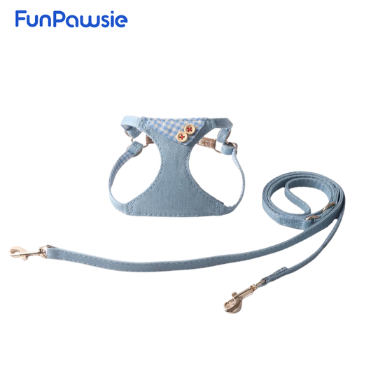 Denim Gentleman Series Pet Harness & Leash Set
