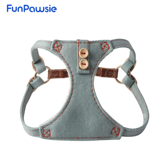 Denim Button Pet Harness: Minimal Utility Series