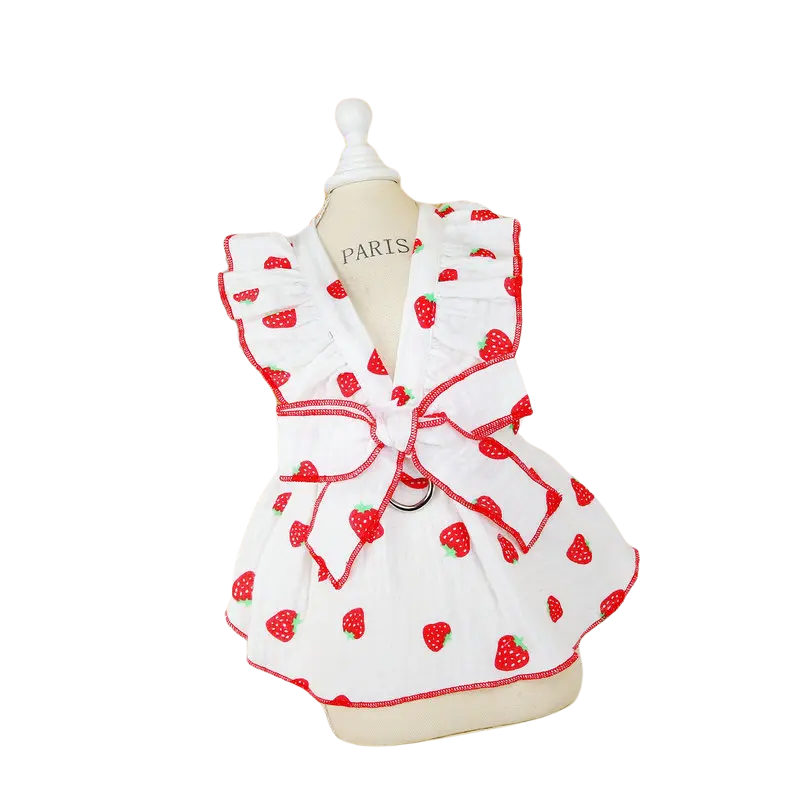 Strawberry Bowknot Pet Harness: Sweet Berry Series