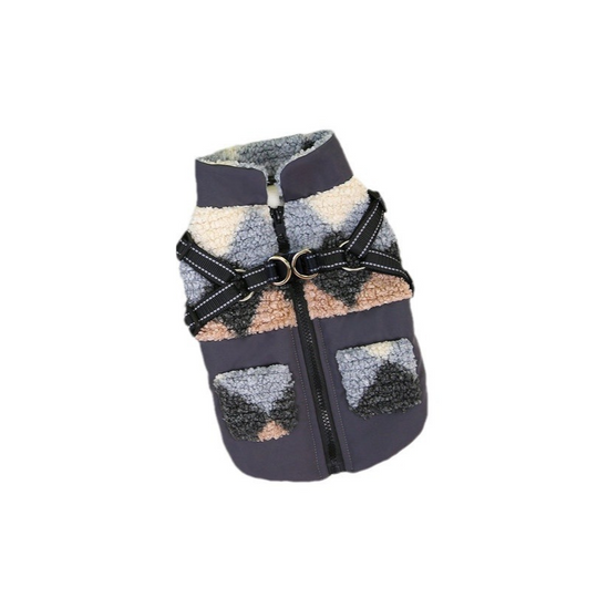 Geometric Fleece Pet Harness: Warm & Fashionable Series