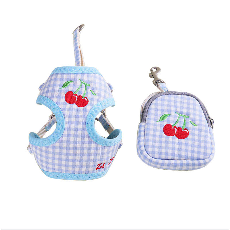 Pet Harness and Leash Set: Floral and Fruit Design