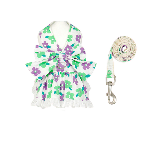 Pet Harness and Leash Set: Summer Floral Collection