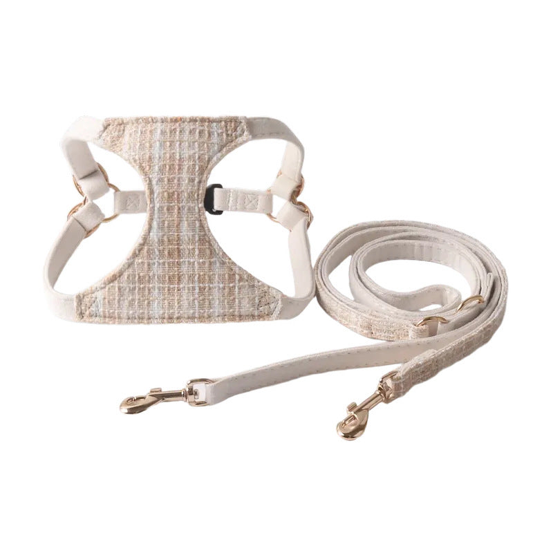 Tweed Pet Harness Set: Elegant Texture Series