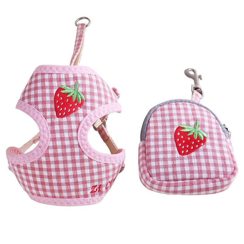 Pet Harness and Leash Set: Floral and Fruit Design